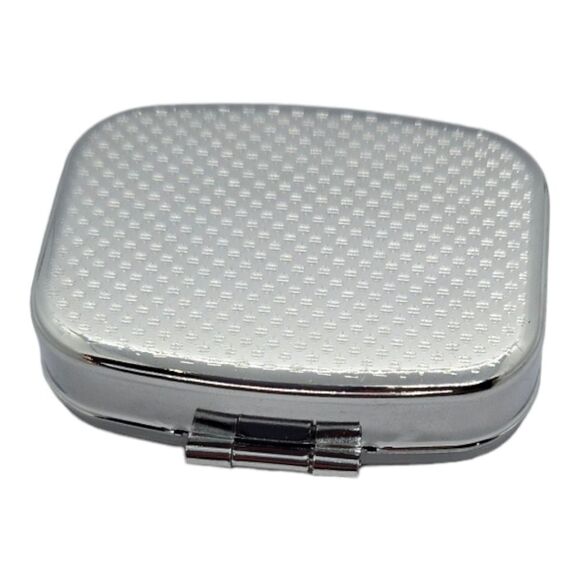 Dragonfly Pill Box Silver Medicine Mini Tin Case Mirrored Travel Purse Size Duo - Picture 6 of 7